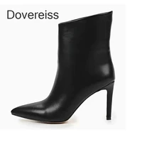 dovereis 2022 winter women white ankle boots fashion sexy pointed toe clear heels short boots stilettos heels big size 41 42 43