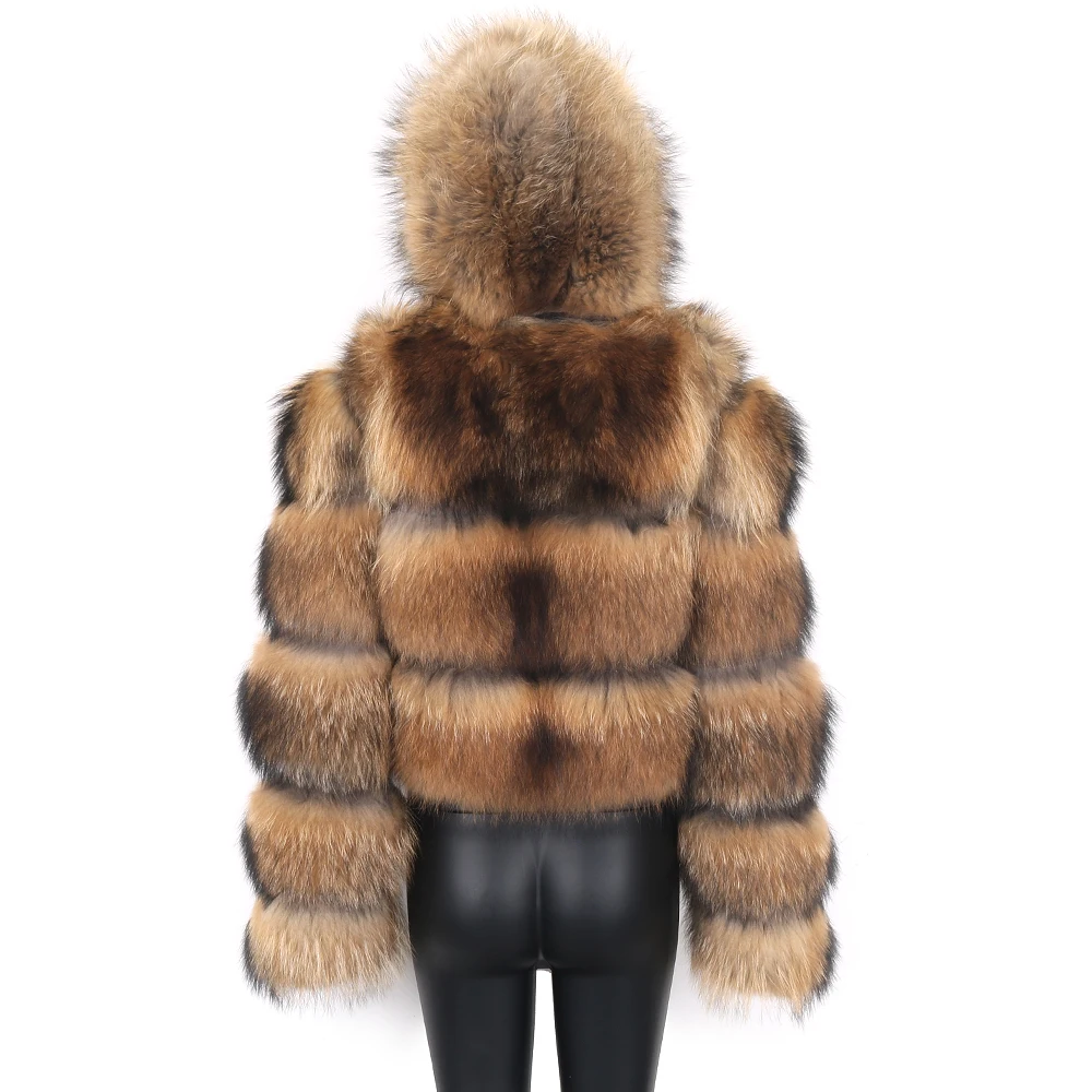 High Quality Real Fox Fur Coat With Sleeve & Collar Removable Women Winter Short Jacket Fashion Fox Fur Coats 50cm New Arrival