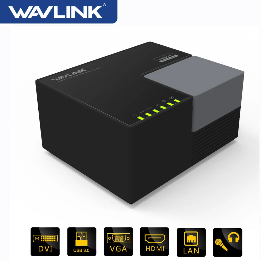

Wavlink Универсальная док-станция USB 3,0 2 видео дисплей до 2048 × 1152 HDMI/DVI/VGA/Gigabit Ethernet usb-хаб для Windows Mac