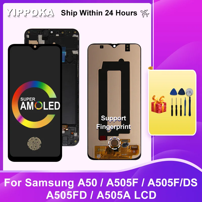 

6,4 ''Super AMOLED для Samsung Galaxy A50 LCD SM-A505FN/DS A505F/DS дисплей, сенсорный экран, дигитайзер, Замена для Samsung A50 LCD