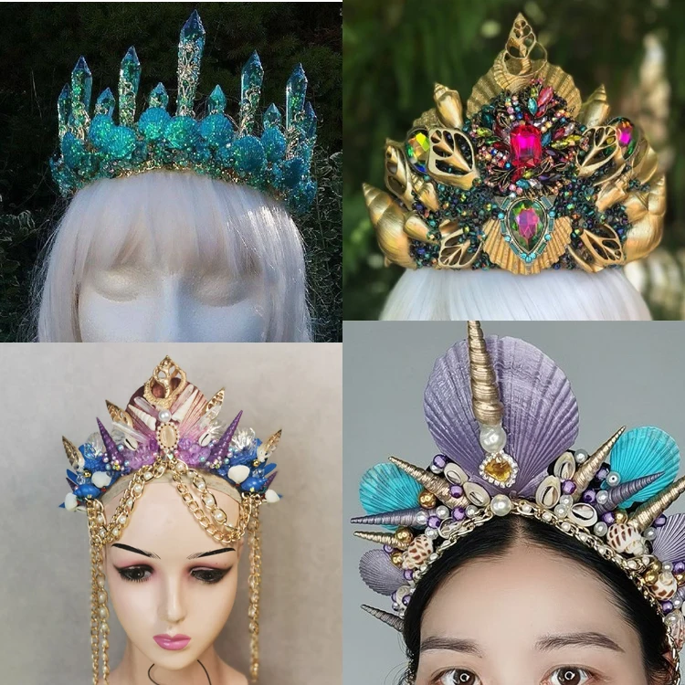 Макрель Русалка ореол жемчужная ракушка Корона головной убор фестона принцесса