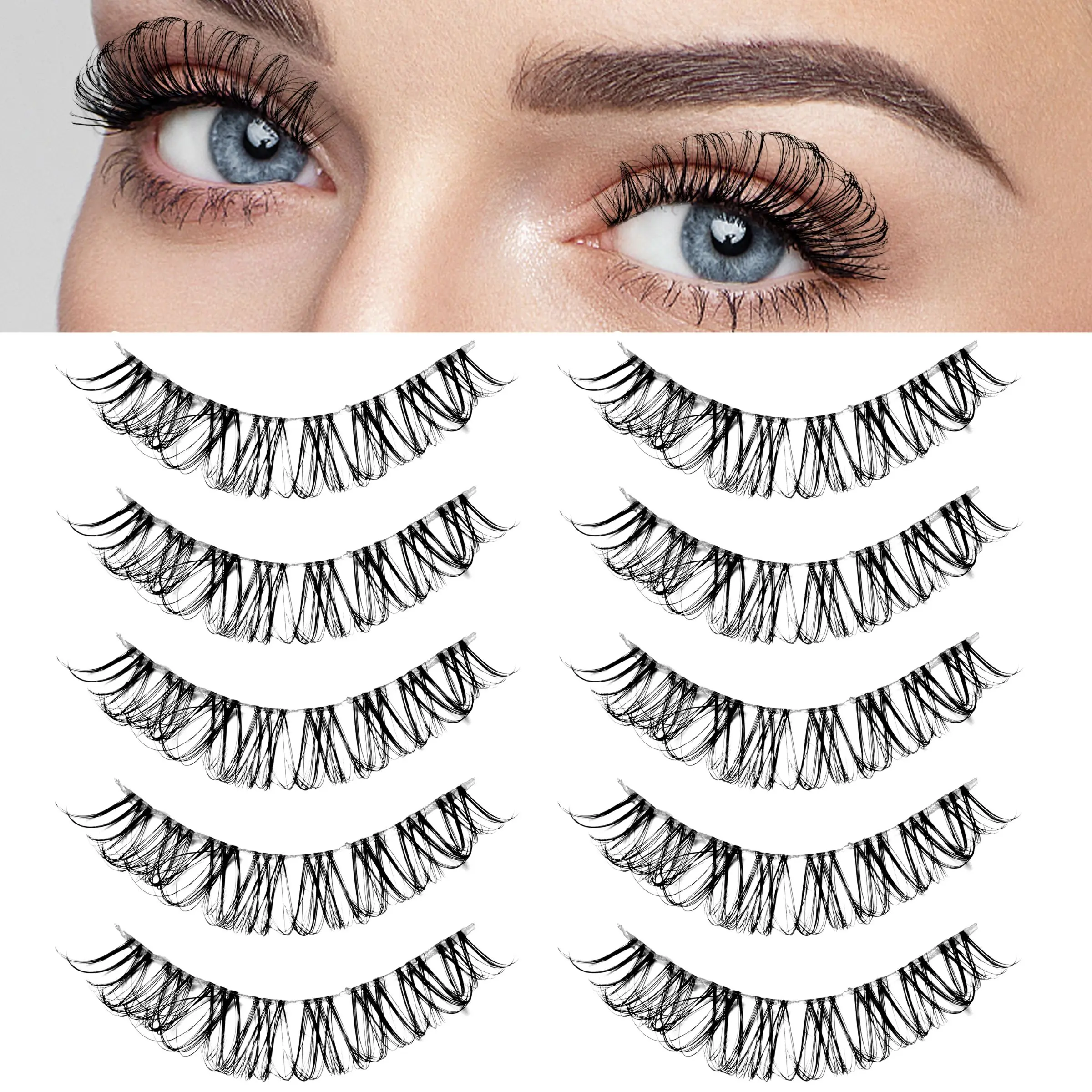 

Cat Eye False Lashes D Curl Wispy Russian Strip Lashes False Eyelashes Eyelash Extension Clear Band