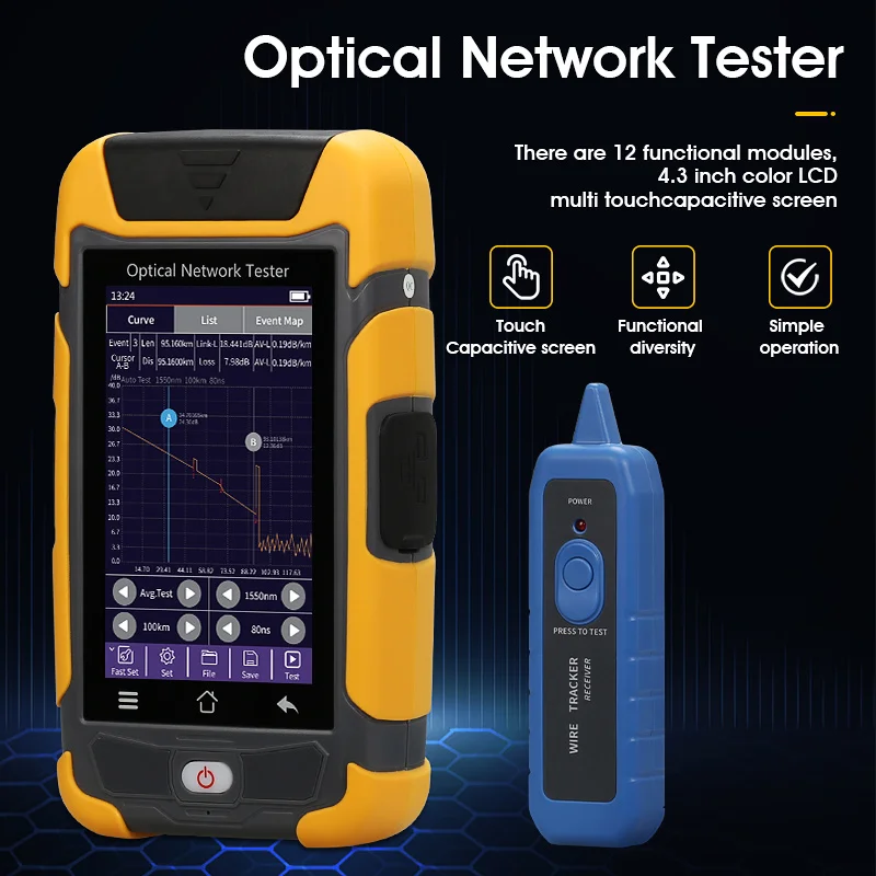 

AUA1625A/U OTDR Reflectometer with Multi Functions OPM OLS VFL Auto Event Map RJ45 Cable Tester Expert Testing SC FC Connectors