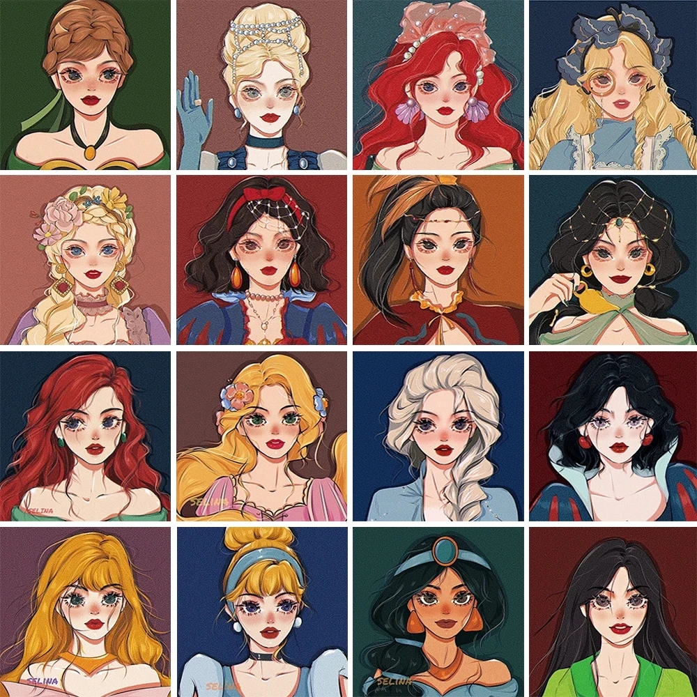 

Diamond Painting Kit Cartoon Princess Character 5D Diamond Mosaic Embroidery DIY Rhinestone Home Decoration Promotion New Style