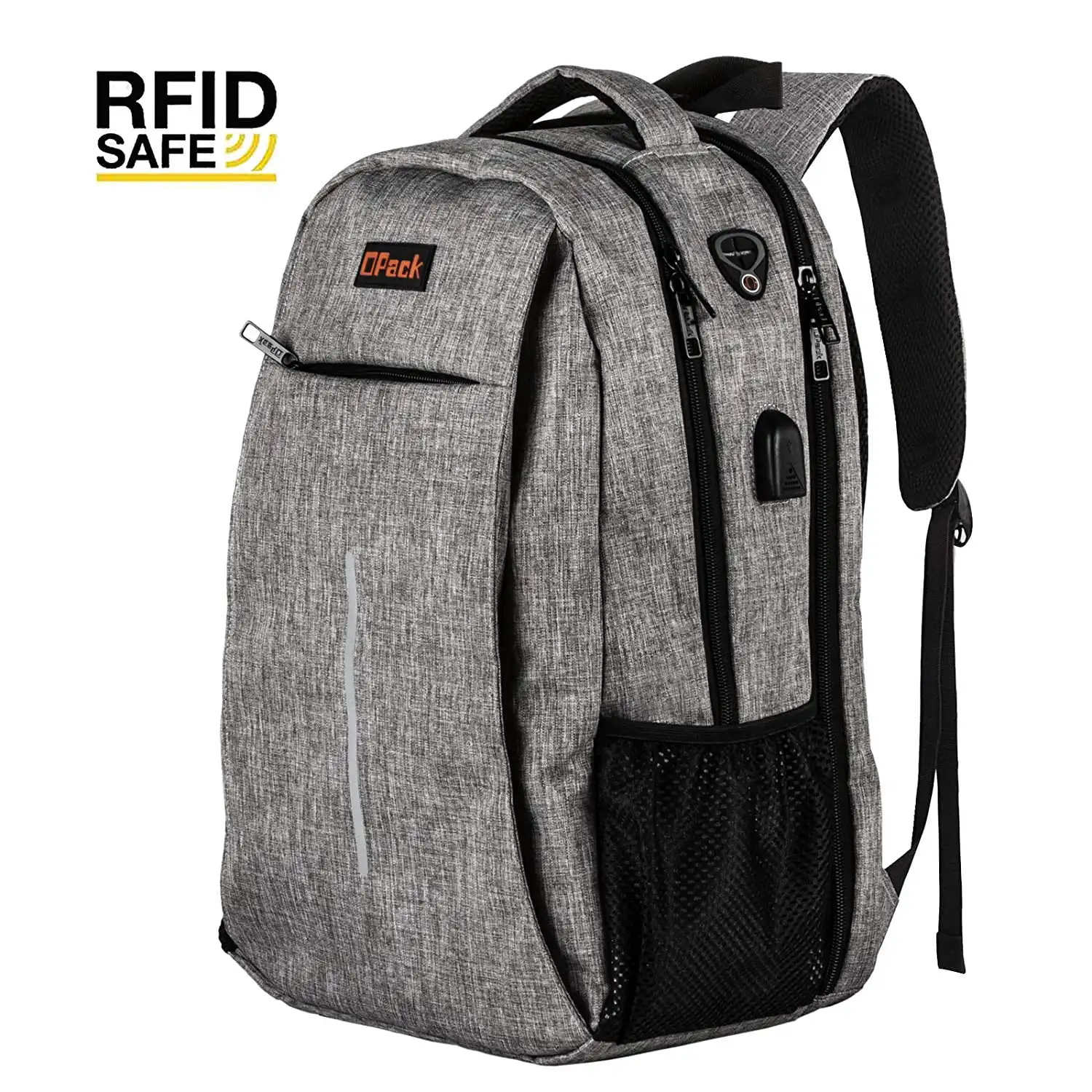 Travel Gray Backpack Anti Theft RFID Water Resistant Unisex 17