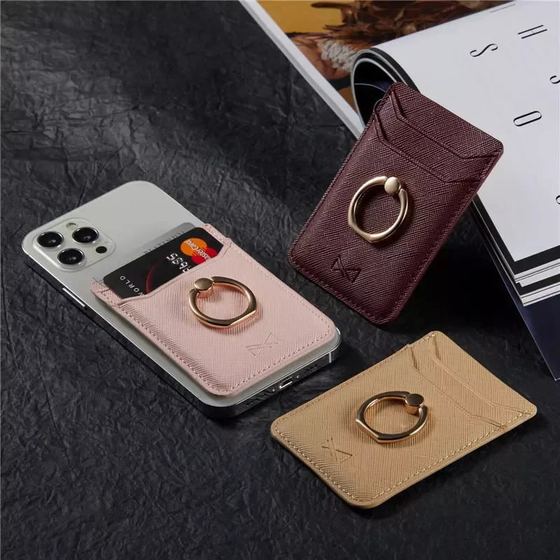 

Anti RFID Wallet Blocking Cell Ring Socket Card Holder PU Leather ID Credit Card Bag Wallet Case Sticker Stand
