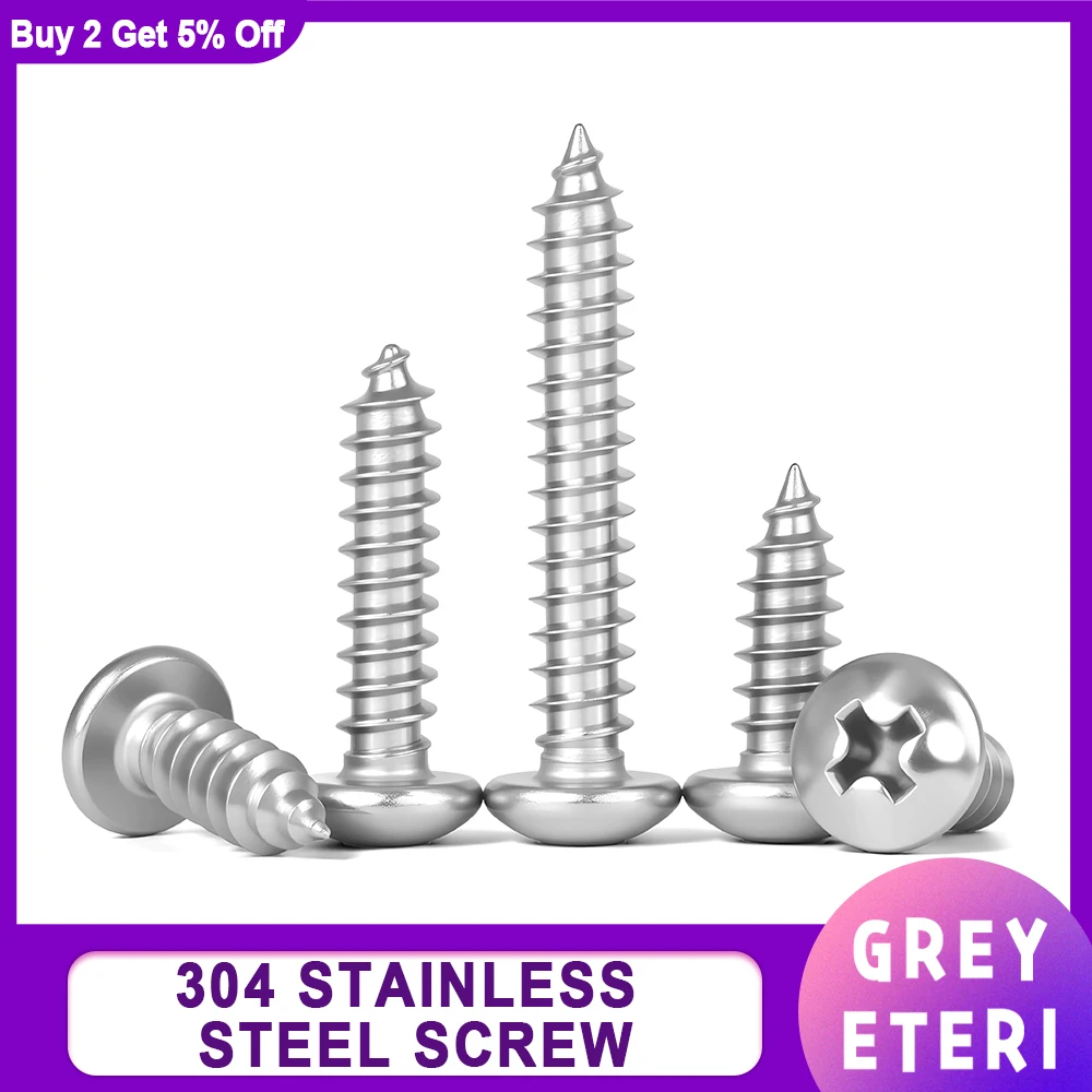 

Small 304 stainless steel Cross Phillips Pan Round Head Self tapping Screw Round Head M1.2 M1.4 M1.7M2M2.2M2.3 M2.6M3M3.5M4M5M6