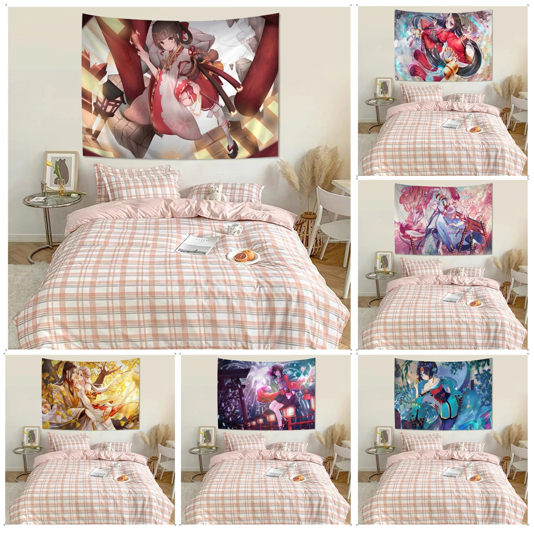 

Onmyoji Anime Tapestry Indian Buddha Wall Decoration Witchcraft Bohemian Hippie Decor Blanket