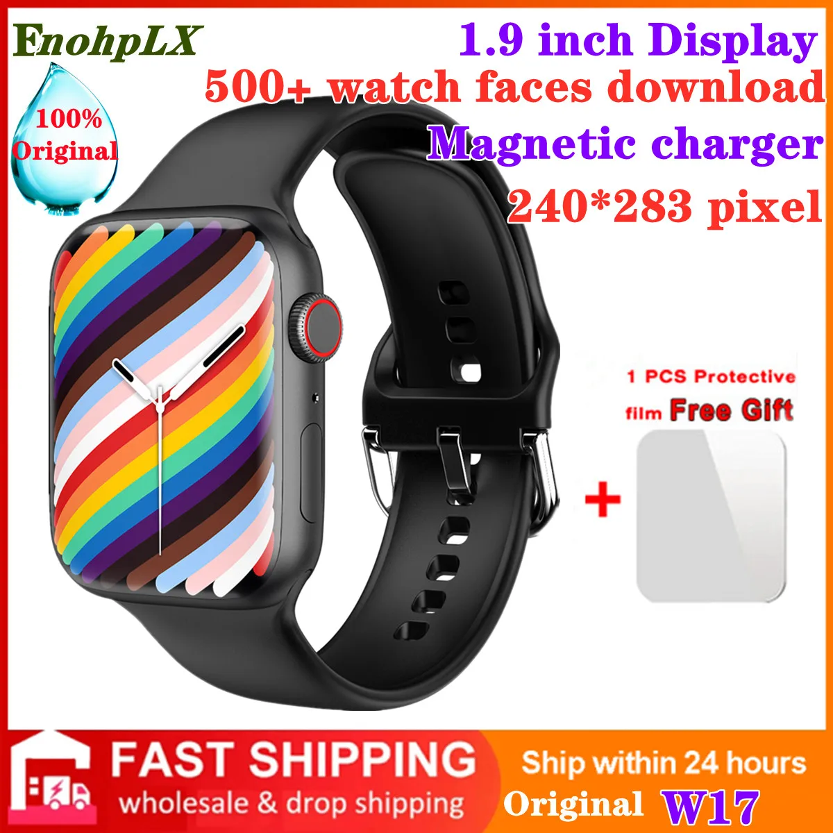 

2022 Orginal W17 Men Smart Watch Series 7 Women Waterproof 1.9 inch Full Screen BT Call MUSIC Sport Smartwatch For iphone Samsun