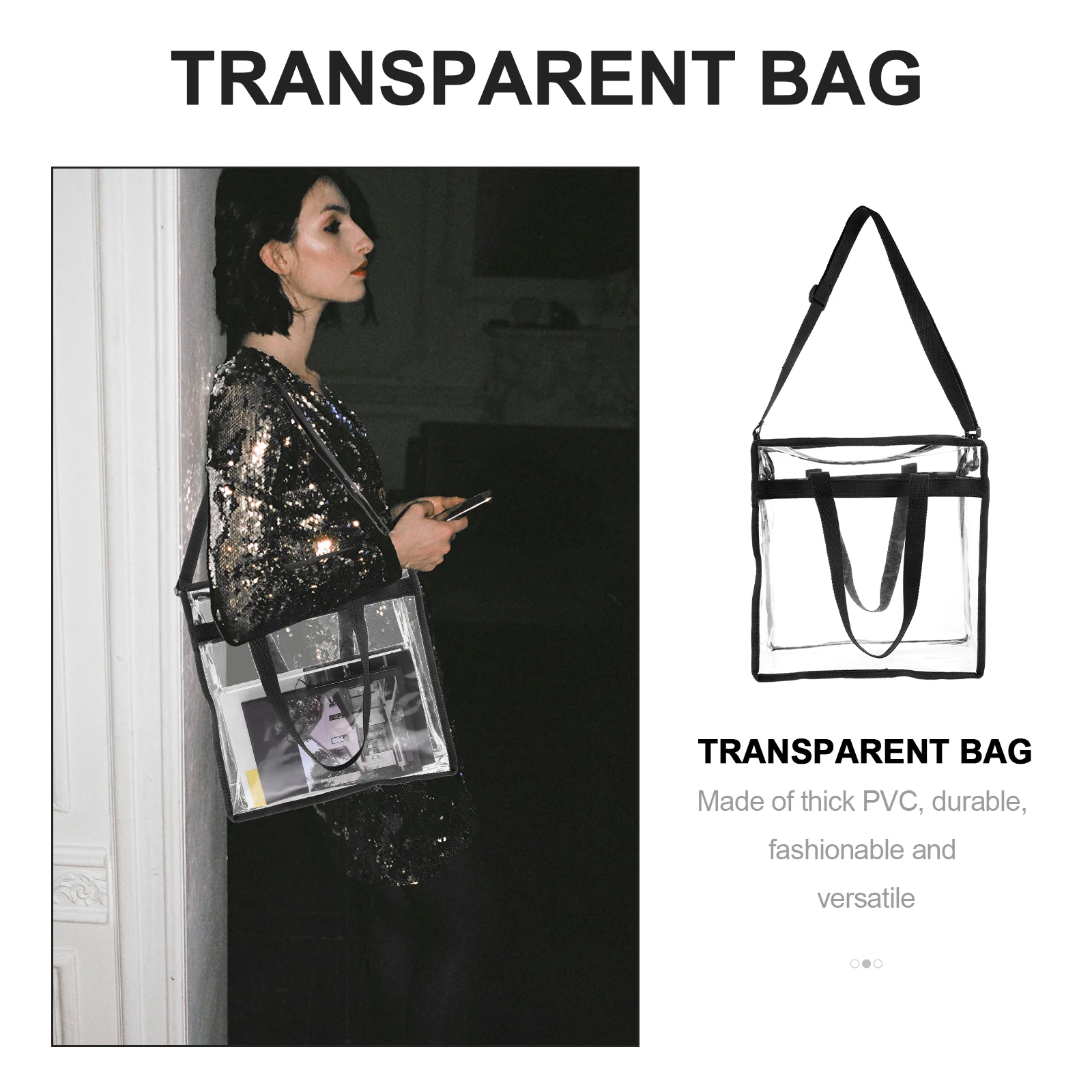 Shopping Bag Bouquet Gift Stadium Approved Purse Tote Women Travel Clear Wrap PVC Crossbody Bags Leisure