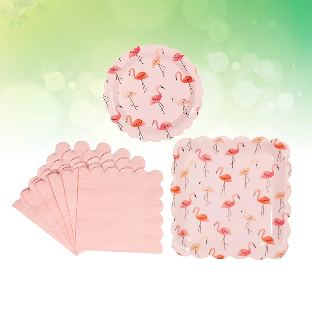 Flamingo Party Supplies Set Paper Napkin Round And Square Pa