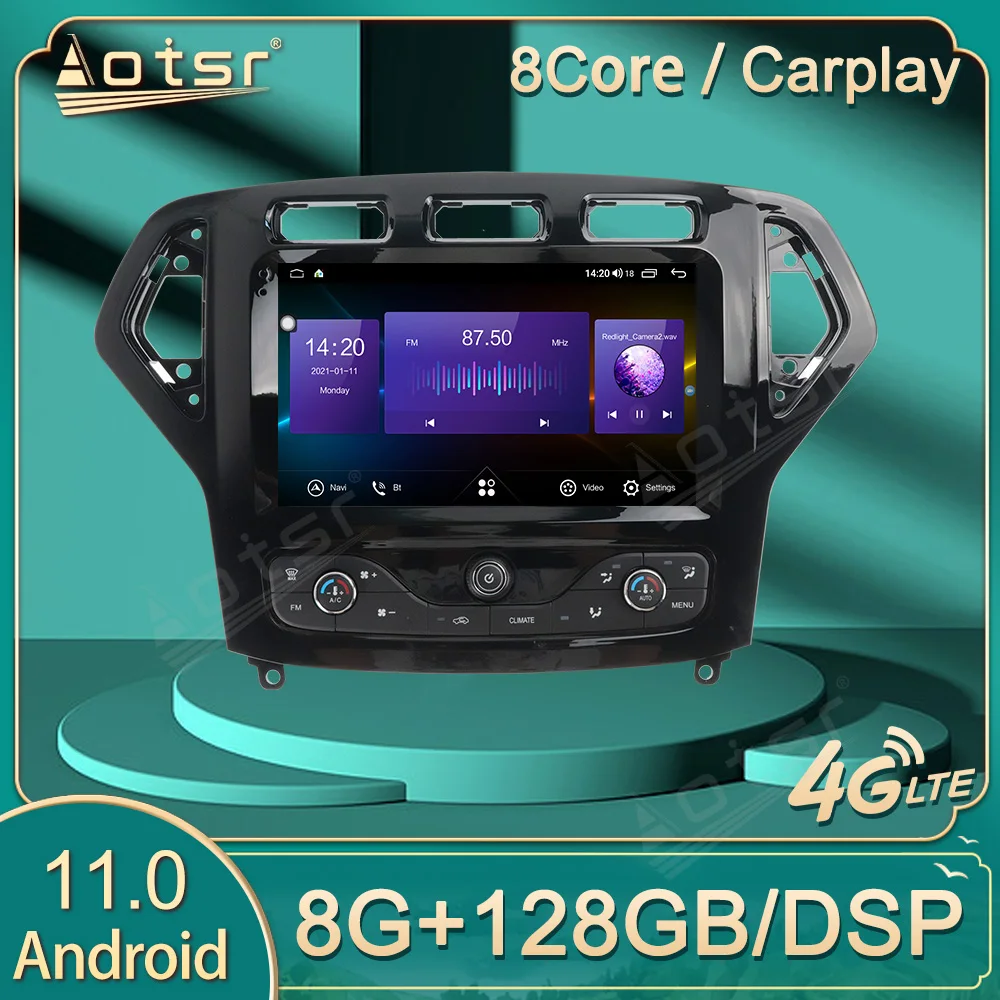 

Autostereo радио Android 11 мультимедиа для Ford Mondeo 2007 2008 2009 2010 GPS навигационный плеер искусственное Авто головное устройство
