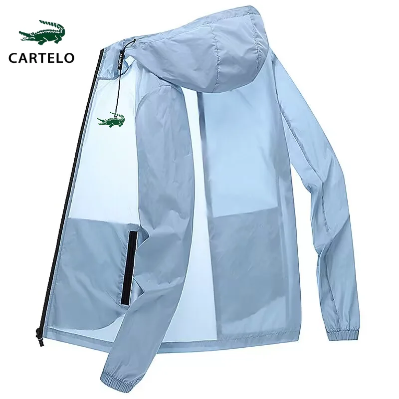 

CARTELO Men's Summer Ice Silk Sunscreen Clothing Ultra-thin Breathable UV Protection Jacket Skin Windbreaker Outdoor