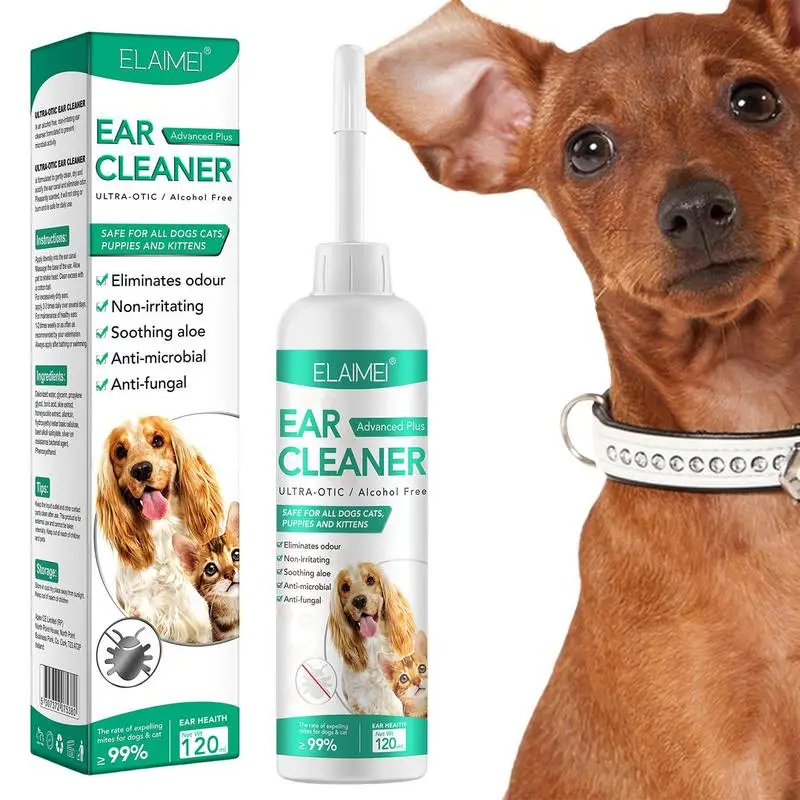 

Dog Ear Wash Pet Ear Cleaning Solution 120ml Gentle Deodorizing Cleaning Ear Rinse No-Irritating Soothe Pet Dog Ears Wash