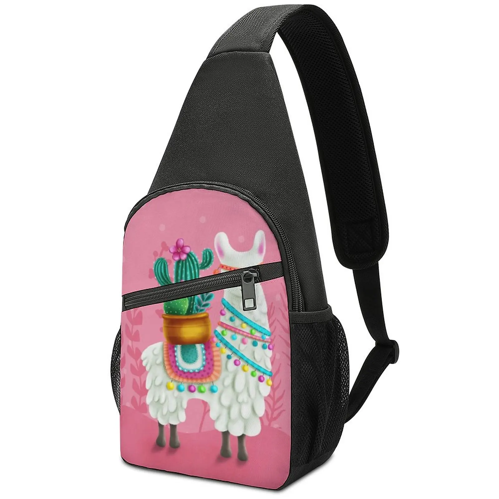 

Alpaca Cactus Cute Llama Chest Bags Unisex Animal Trip Shoulder Bag Modern Print Crossbody Bag Phone Running Sling Bags