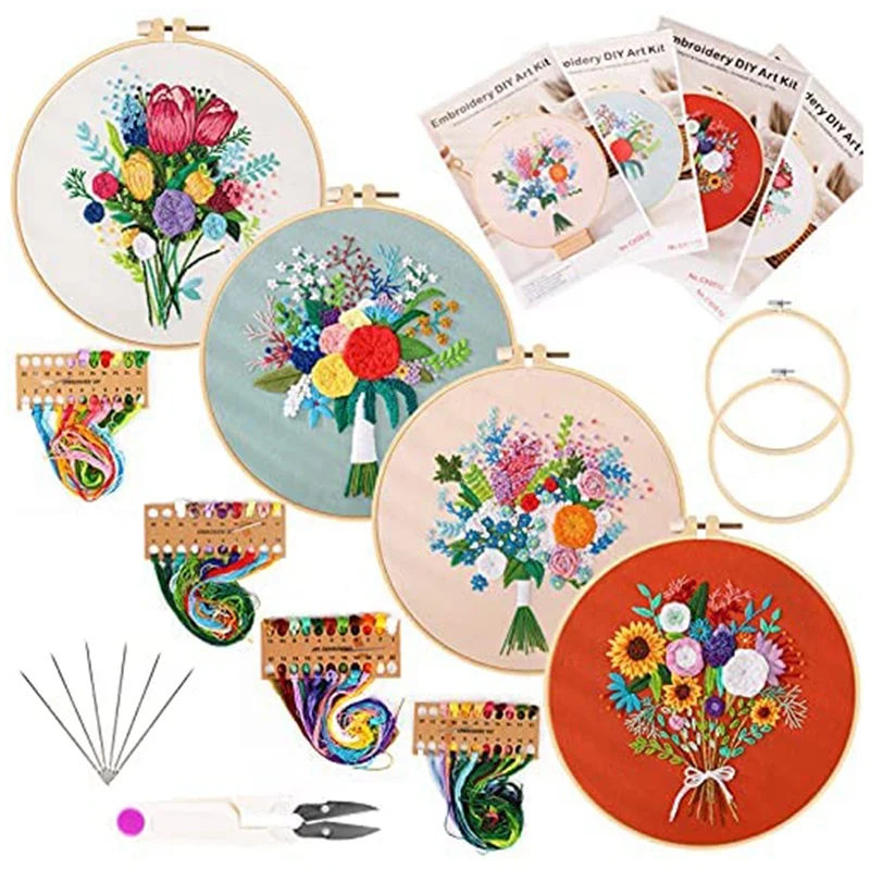 

Embroidery Starter Kit for Beginners Cross Stitch Kit Needle and Colored Thread, Adult Needle Kit