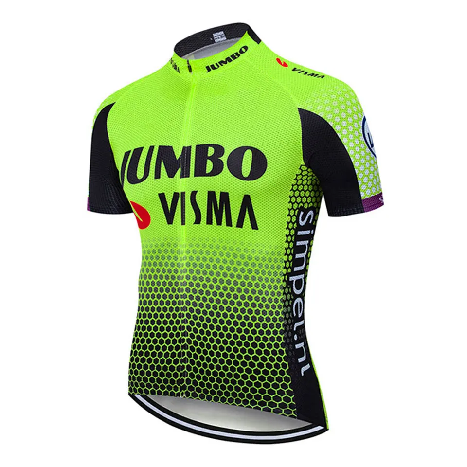 

Men Short Sleeve Cycling Jersey Custom JUMBO VISMA Clothing Summer Breathable Training Bicycle Ride Tops Road Bike Sport Shirt