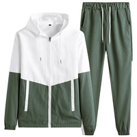 mens set leisure sports suit men hooded cardigan top two piece set jacket and pants spring autumn clothes for men