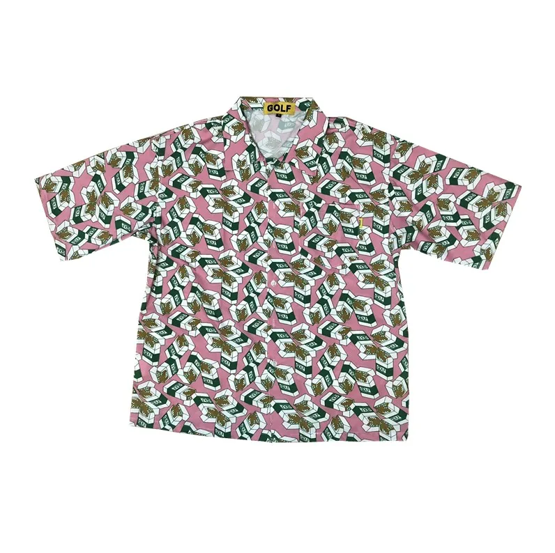 

New 22 Men golf Le Fleur Tyler The Creator Cotton Casual Shirts Shirt Cigar tobacco vapor Pocket Short-sleeves Top M 2XL #AB35