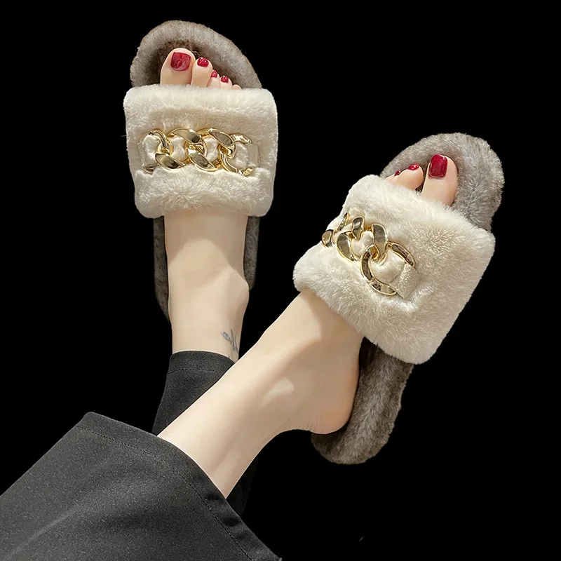 

Шлепанцы женские мягкие резиновые с мехом, на плоской подошве