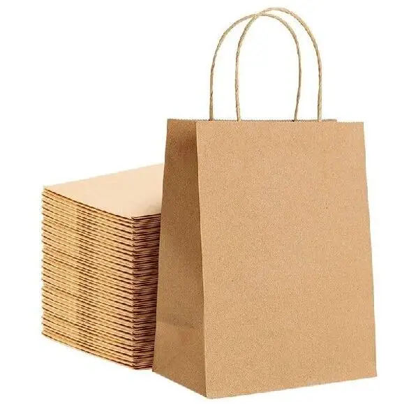 

30pcs Kraft Paper Bag with Handles Solid Color Gift Packing Bags for Store Clothes Wedding Christmas Party Supplies Handbags