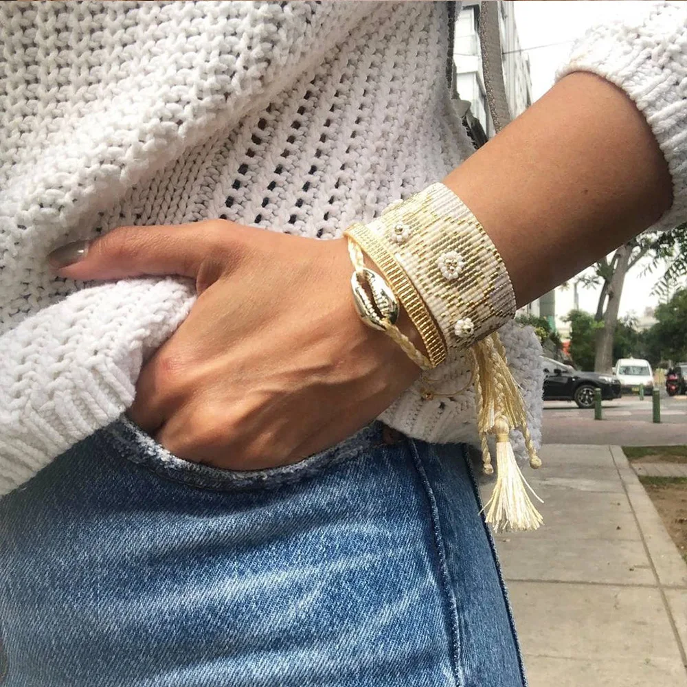 

Spot Simple Bohemian Ethnic Style Miyuki Rice Beads Woven Plum Blossom Beaded Bracelet Women