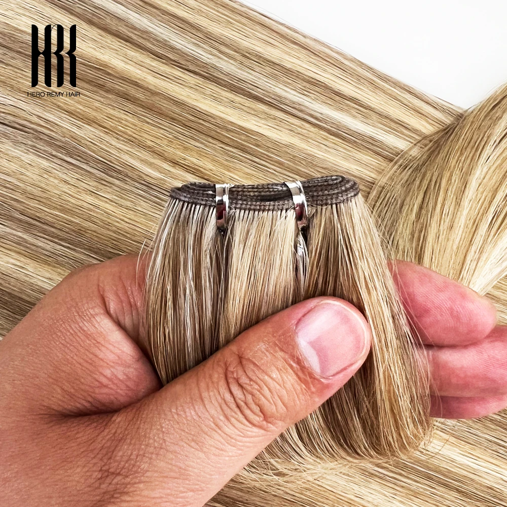 Фото Наращивание волос Genius Weft: 100% натуральные человеческие волосы Remy, прямые, бесшовные, невидимые пучки для женщин, 60 г/шт, 16-22 дюйма №3