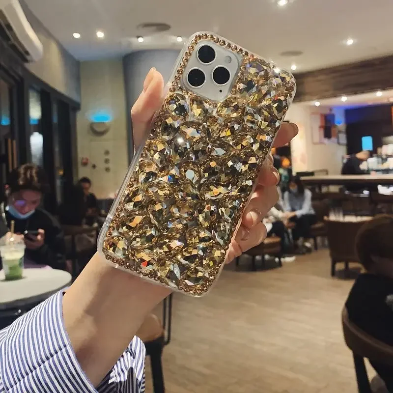 Чехол цвета шампанского со стразами для Iphone 14 12 13 11 15 Pro Max Xs Xr 6 7 8 SE 2020 чехол Bling Diamond
