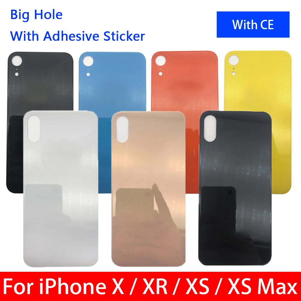 

AAA Big Hole Battery Back Glass For iPhone X XR XS Max Back Glass Replacement Rear Housing Case Rear Cover With CE Tape Adhesive