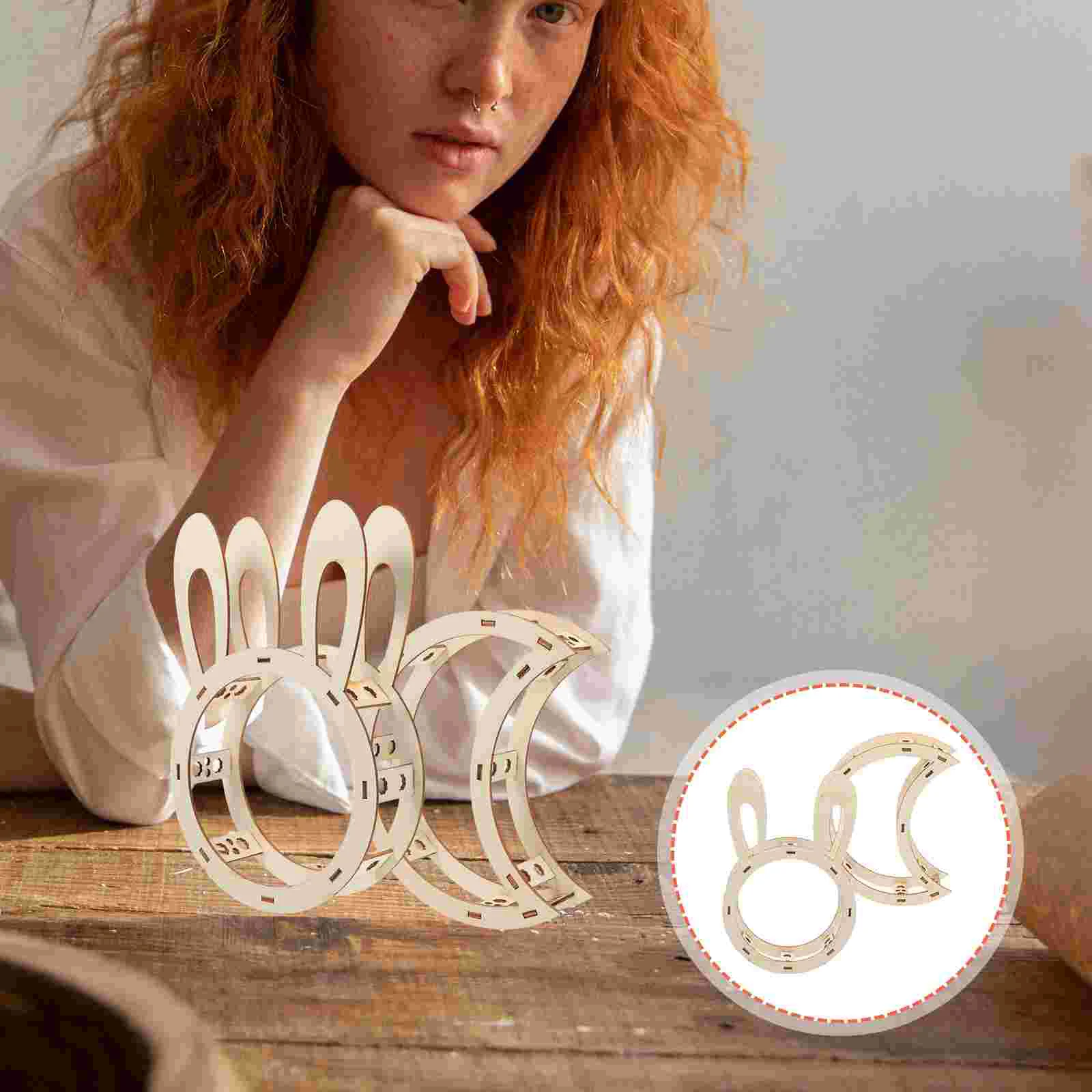 

2 Pcs Lantern Frame Toy Lantern Year The Rabbit 2023 Decor Crafts Lantern Craft Kit Wooden Rabbit Year Hanging Ornaments Child