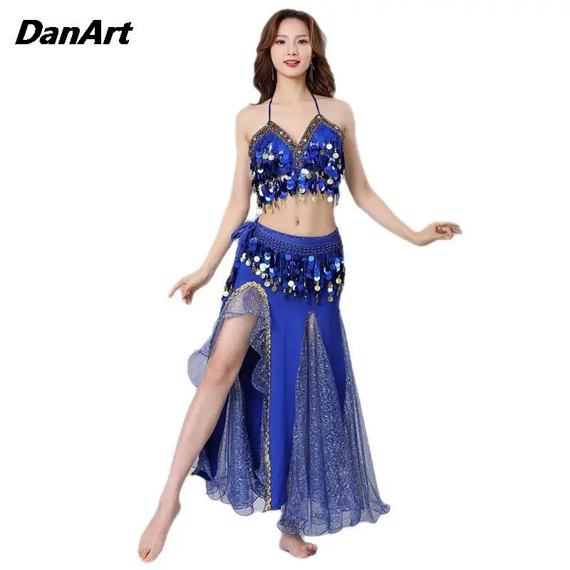 Костюм для танца живота 3 шт. сексуальный бюстгальтер с кисточками и блестками