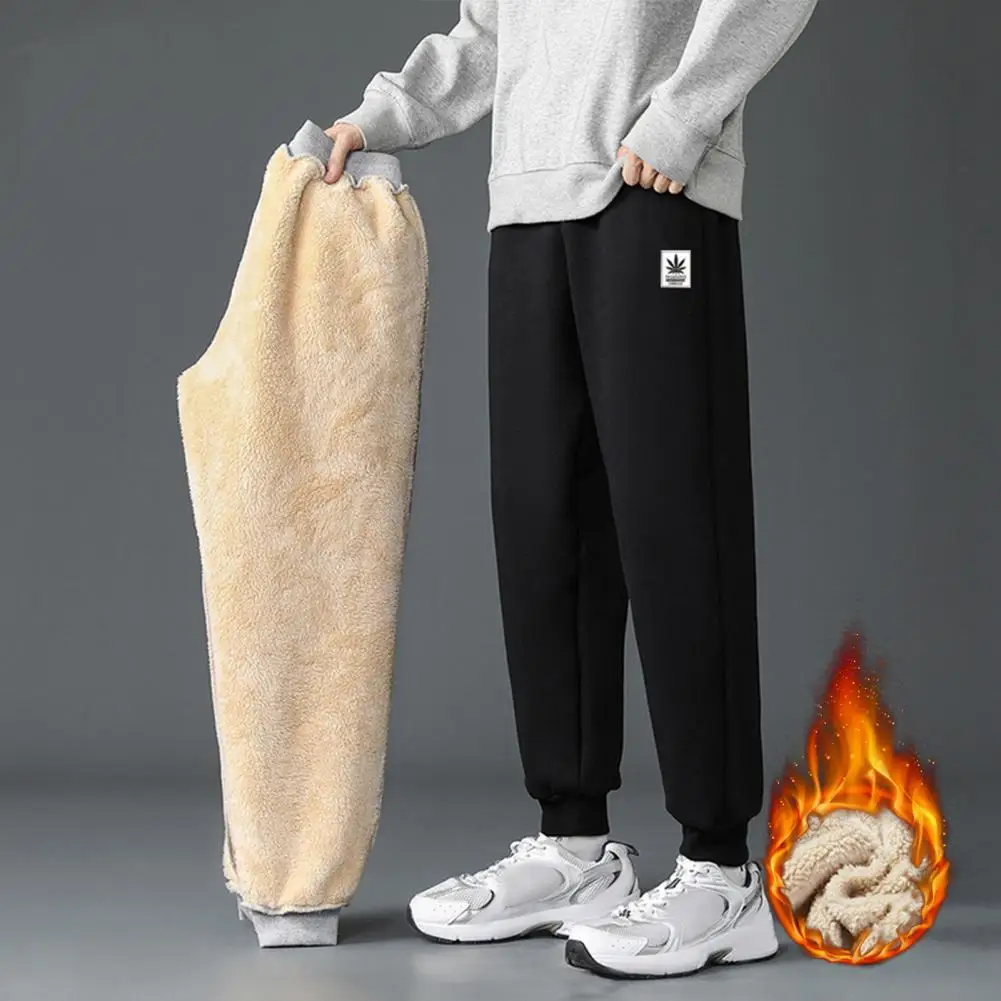 

Мужские флисовые брюки на завязках, с эластичным поясом и карманами