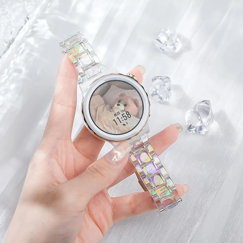 Прозрачный лазерный ремешок 20 мм для Samsung Galaxy watch 7 6 5 4 40/44 Gear S2 модный акриловый