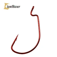lionriver 50pcs red rig worm crank hook sharp bleeding bait wide gap hooks for soft plastic lure bass fishing hook tackle