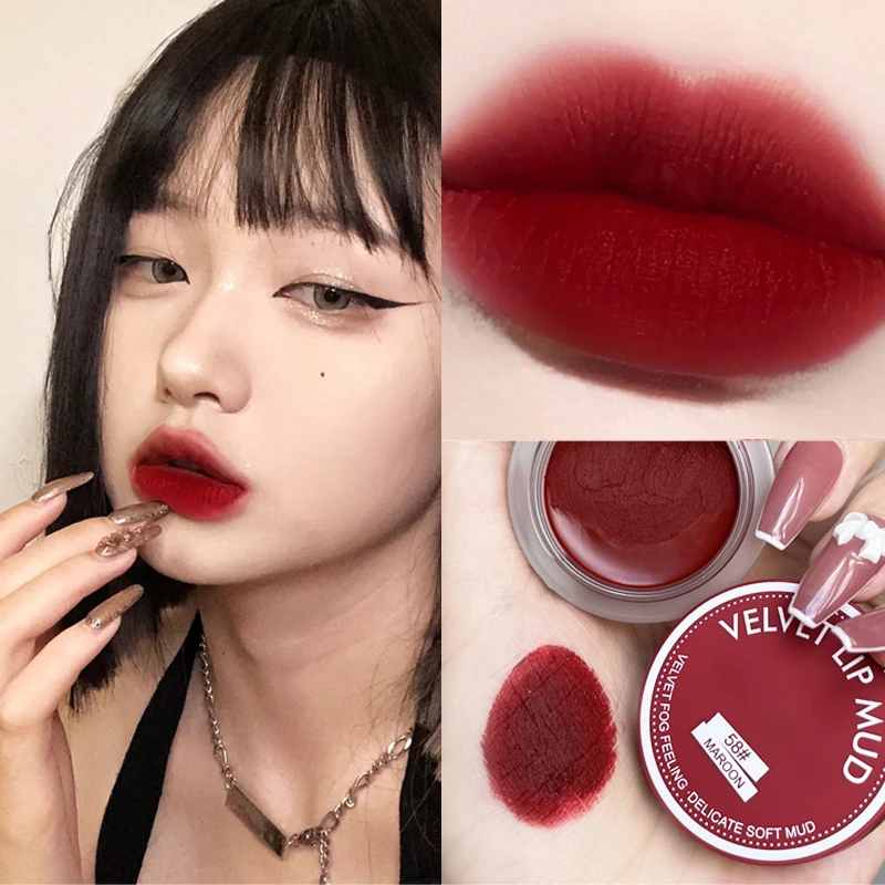 

Jelly Lip Mud Cute Matte Velvet Lipstick Lip Make Up Plumping Brown Lip Gloss Mud Tint for Lips Waterproof Longlasting Maquiagem