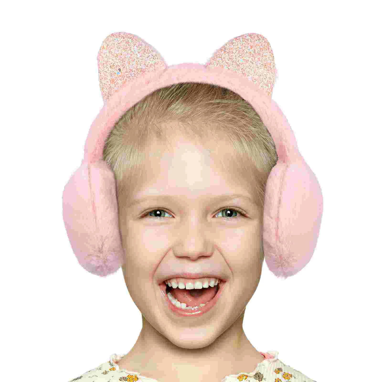 

Winter Earmuff Cat Ears Winter Plush Warmer Ear Cover Headwear Winter Accessory for Kids Teen Children Girls Boys (Pink)