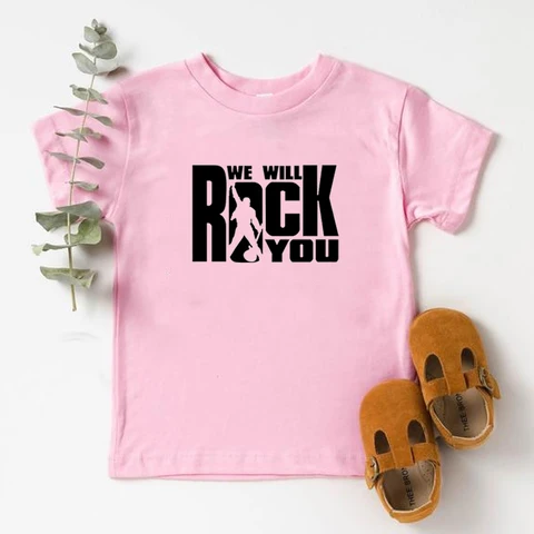 Детская футболка с принтом We Will Rock You Queen, летние белые топы, детская модная повседневная футболка, Детская футболка с изображением рок-аньма