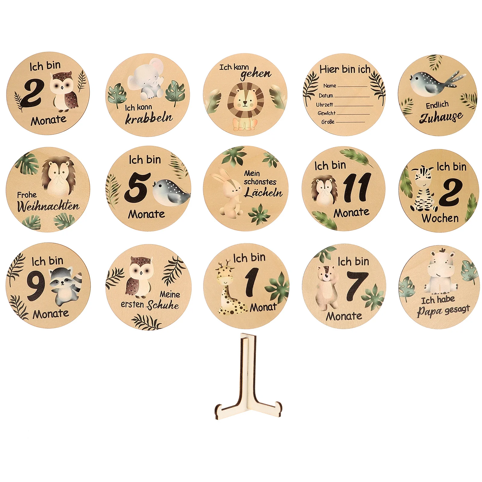 

Wooden Baby Monthly Milestone Cards Baby Monthly Milestone Marker Discs