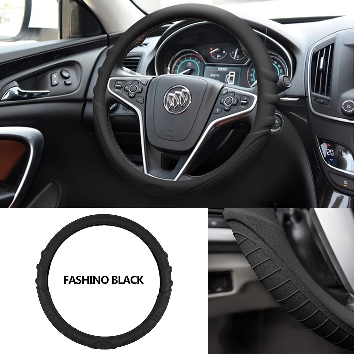 

Universal Fits Black Silicone Massaging Pattern Anti-slip Grip Steering Wheel Cover