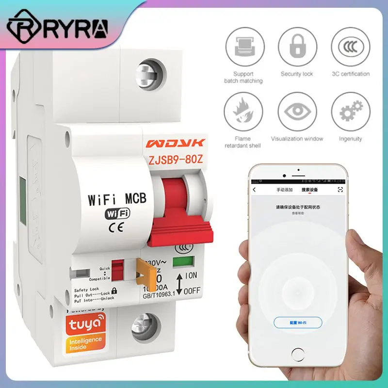 

1P/2P/3P/4P WiFi Smart Circuit Breaker 16A-125A Automatic Switch Overload Short Circuit Work With Alexa Tuya App