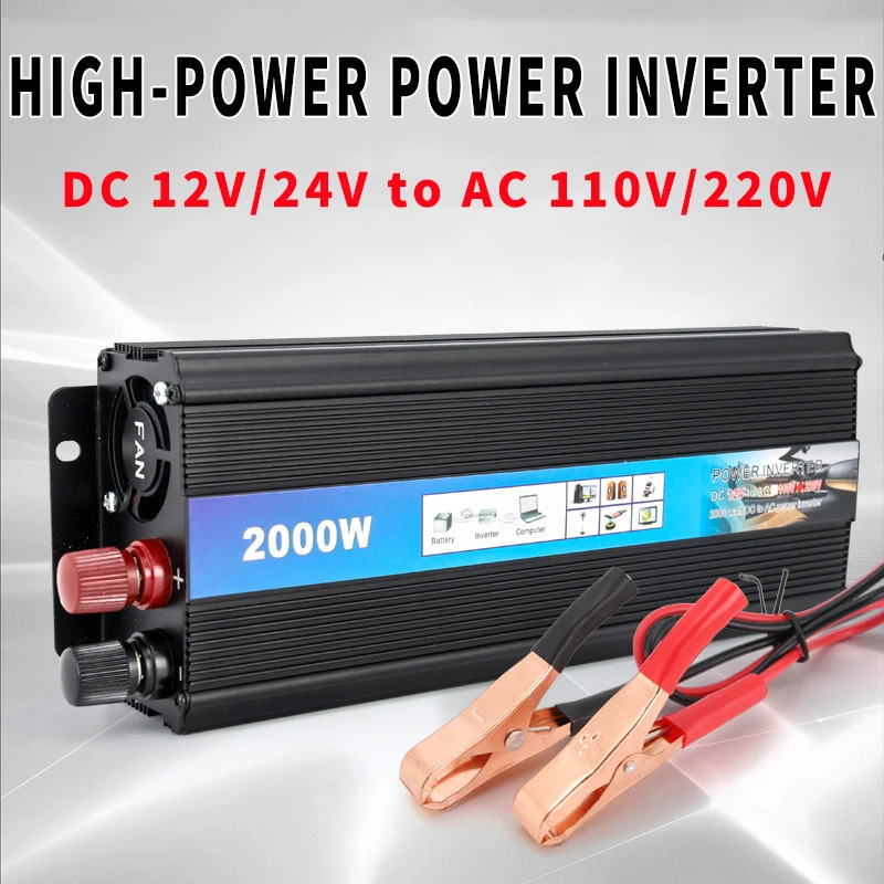 

Inverter DC 12V to AC 220V 110V High Power Inverter 2000W 1000W 500W Portable Car Power Bank Voltage Converter Solar Inverters