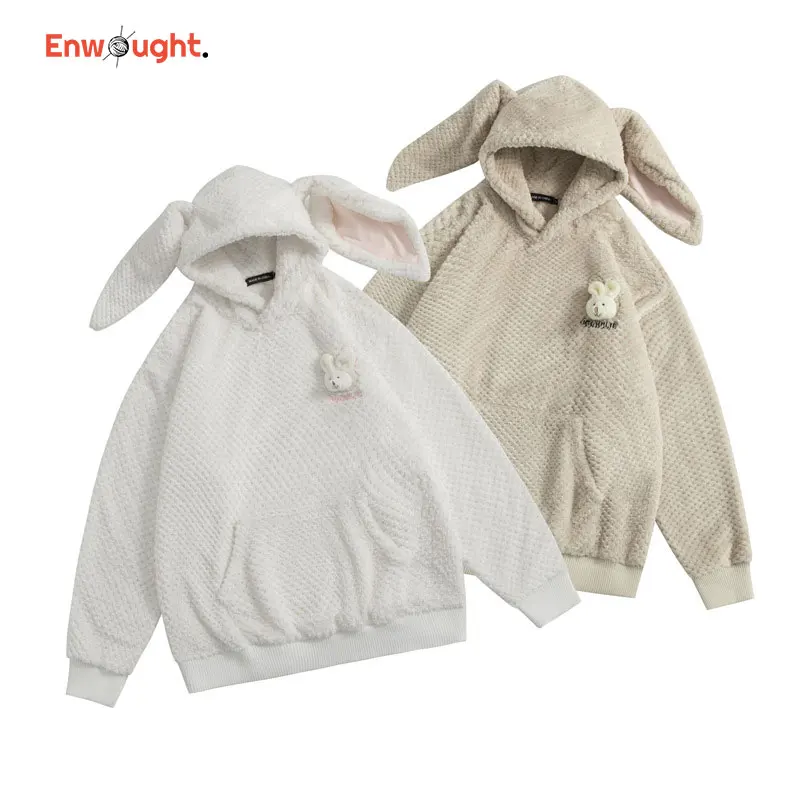 

Paired Hoodie Bunny Ears Decoration Sweatshirts Streetwear Oversized Fashion Pullover Y2k Teen Autumn Winter Warm Cute Clothing