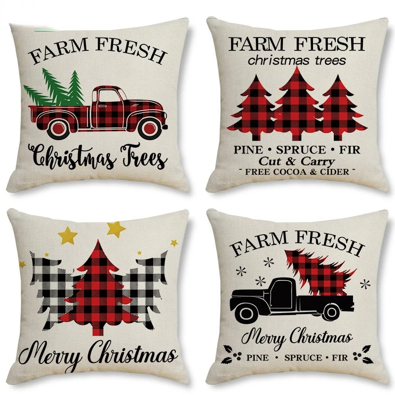 

Christmas Print Pillowcase Sofa Cushion Cushion Cover Home Decor Living Room Decoration Pillow Pillow Covers Decorative Linen