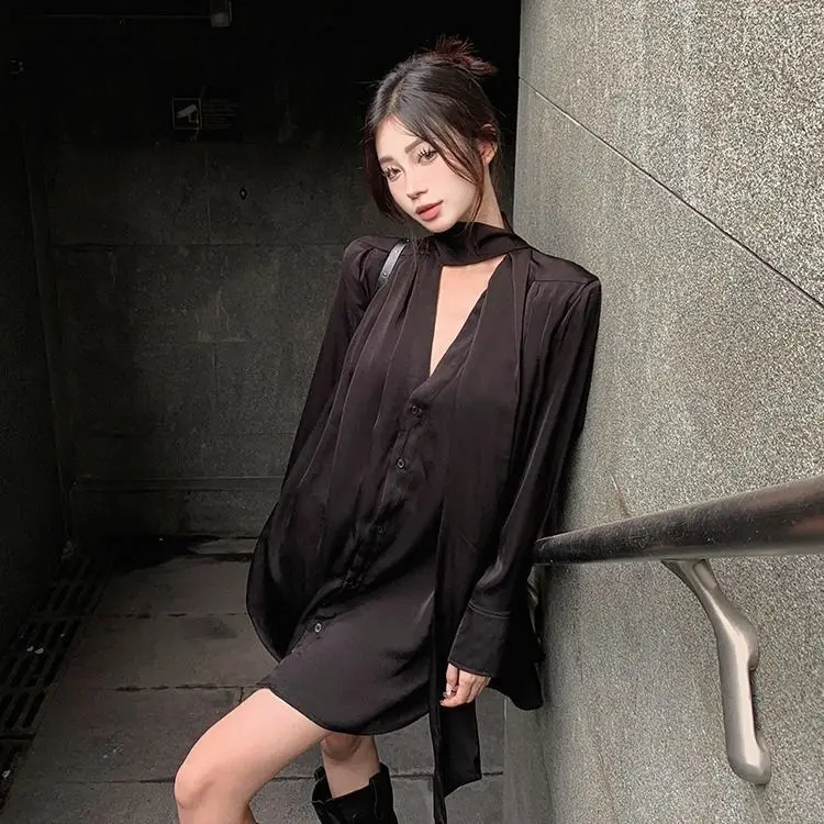 Блузка женская с V-образным вырезом свободная и приталенная рубашка из шифона