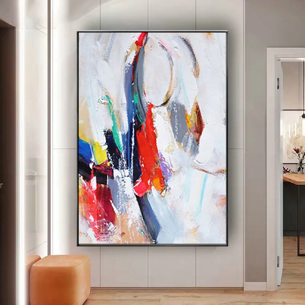 

100% ручная абстрактная картина маслом, синий золотой поток, цветная подвесная картина, простой современный холст, постер, Декор, роспись в го...