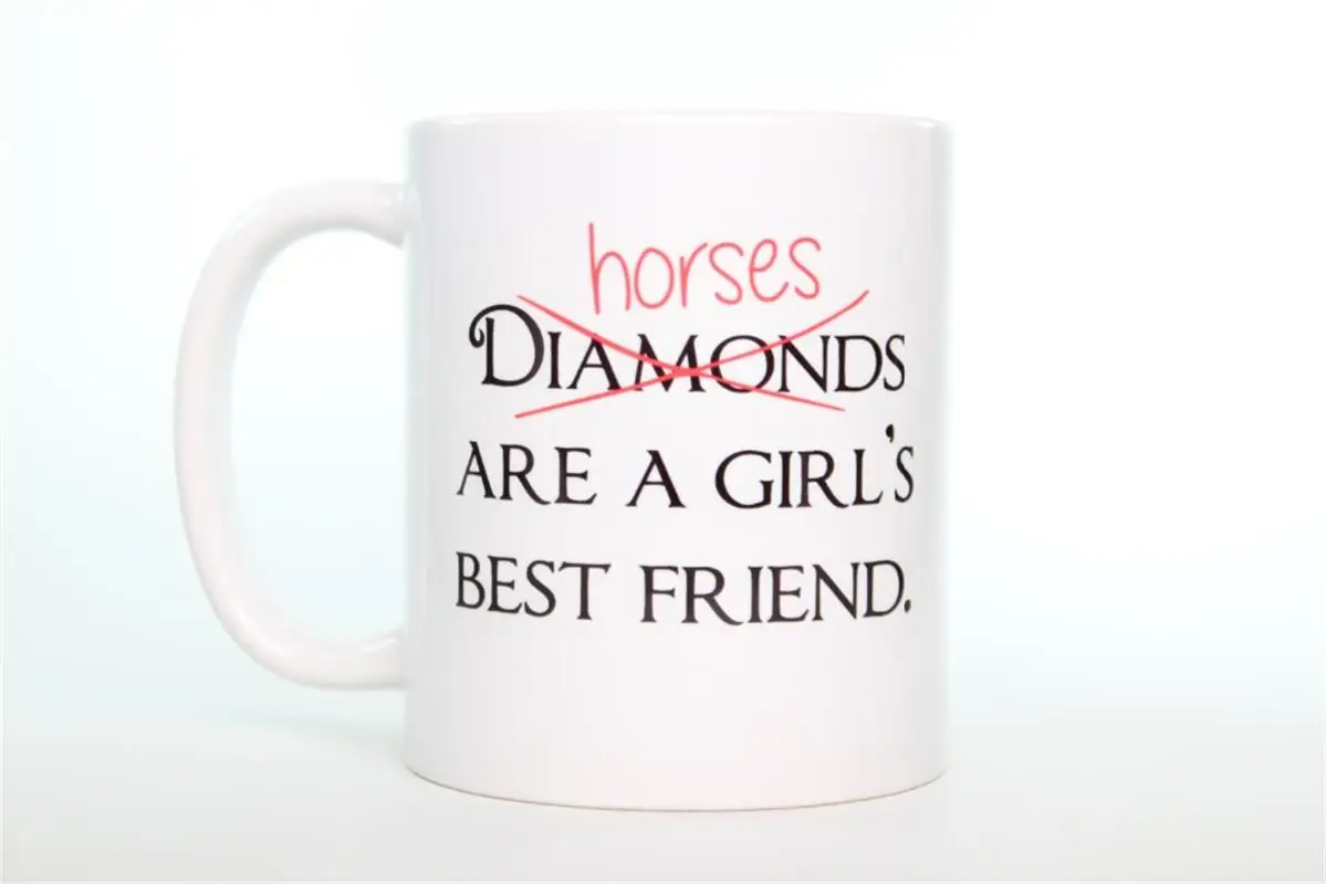 

Horses Are A Girl's Best Friend Coffee Mugs Double-sided Ceramic Tea Cups Kitchen Friend Gifts Kid Milk Mugs Novelty Beer Cups