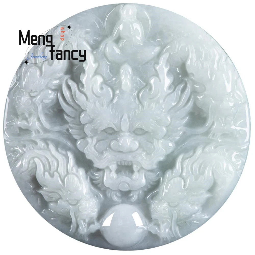 Натуральный Мьянманский жадеит с девятью драконами для защиты зодиака Лорда