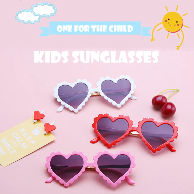

2022 New Heart Sunglasses Kids Children Brand Designer Cat Eye Sun Glasses Female Retro Love Heart Shaped Glasses Ladies UV400