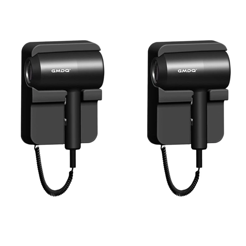

2X GMDQ Hot&Cold Wind Blow Hair Dryer Electric Wall Mount Negative Ion Blower With USB Bracket Black EU Plug