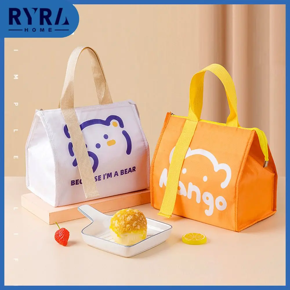 

Cartoon Portable Bento Bag Constant Temperature Thermal Insulation Bags Bright Color Matching Hand-painted Lunch Box Creative